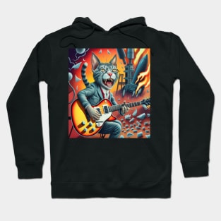 cat rocket demon guitar Hoodie